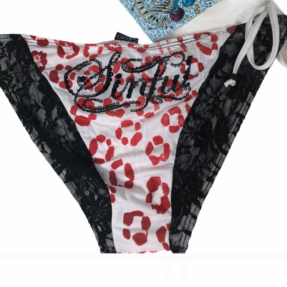 Sinful by Affliction Bikini Bottoms Leopard Print Lace L